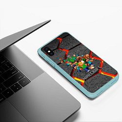 Чехол iPhone XS Max матовый MINECRAFT МАНКРАФТ, цвет: 3D-мятный — фото 2