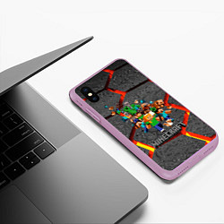 Чехол iPhone XS Max матовый MINECRAFT МАНКРАФТ, цвет: 3D-сиреневый — фото 2