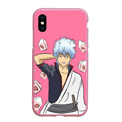 Чехол iPhone XS Max матовый Gintama Гинтама, цвет: 3D-розовый