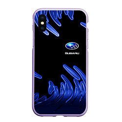 Чехол iPhone XS Max матовый Subaru, цвет: 3D-светло-сиреневый