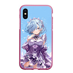 Чехол iPhone XS Max матовый Re:Zero, Рем, цвет: 3D-малиновый