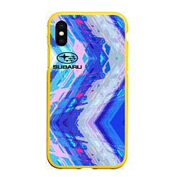 Чехол iPhone XS Max матовый Subaru, цвет: 3D-желтый