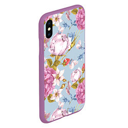 Чехол iPhone XS Max матовый Цветы, цвет: 3D-фиолетовый — фото 2