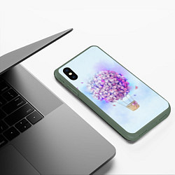 Чехол iPhone XS Max матовый Air flowers, цвет: 3D-темно-зеленый — фото 2