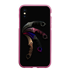 Чехол iPhone XS Max матовый CS Ножи, цвет: 3D-малиновый
