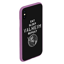 Чехол iPhone XS Max матовый Eat Sleep Valheim Repeat, цвет: 3D-фиолетовый — фото 2