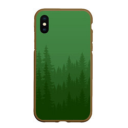 Чехол iPhone XS Max матовый Зеленый Лес, цвет: 3D-коричневый