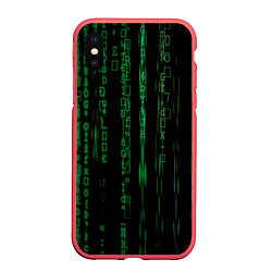 Чехол iPhone XS Max матовый Матрица букв и чисел, цвет: 3D-красный