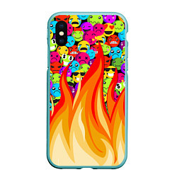 Чехол iPhone XS Max матовый SLAVA MARLOW - Смайлики, цвет: 3D-мятный