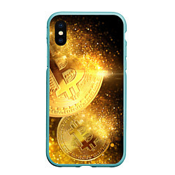 Чехол iPhone XS Max матовый БИТКОИН ЗОЛОТО BITCOIN GOLD, цвет: 3D-мятный