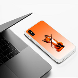 Чехол iPhone XS Max матовый Лисенок с кисточкой художник, цвет: 3D-белый — фото 2