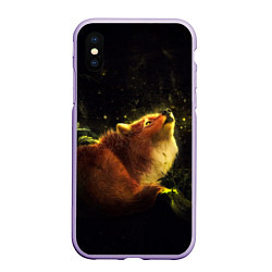 Чехол iPhone XS Max матовый Лисица, цвет: 3D-светло-сиреневый