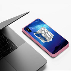 Чехол iPhone XS Max матовый Атака Титанов, цвет: 3D-малиновый — фото 2