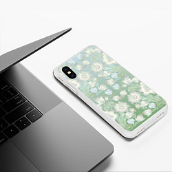 Чехол iPhone XS Max матовый Цветочный узор, цвет: 3D-белый — фото 2
