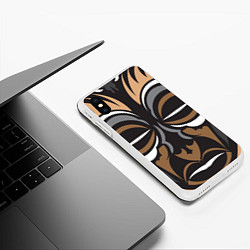 Чехол iPhone XS Max матовый Лицо в Полинезийском стиле, цвет: 3D-белый — фото 2