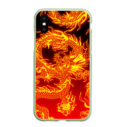 Чехол iPhone XS Max матовый ДРАКОН, цвет: 3D-салатовый