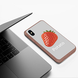 Чехол iPhone XS Max матовый Strawberry potatoes, цвет: 3D-коричневый — фото 2