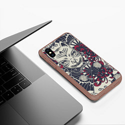 Чехол iPhone XS Max матовый Маска Кицунэ Маска лисы, цвет: 3D-коричневый — фото 2