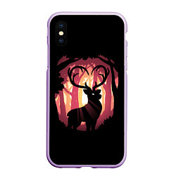 Чехол iPhone XS Max матовый Олень в лесу, цвет: 3D-сиреневый