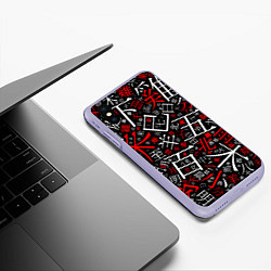 Чехол iPhone XS Max матовый КИТАЙСКИЕ ИЕРОГЛИФЫ, цвет: 3D-светло-сиреневый — фото 2