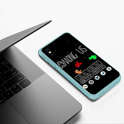 Чехол iPhone XS Max матовый Among Us Главное Меню, цвет: 3D-мятный — фото 2