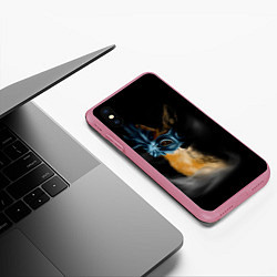 Чехол iPhone XS Max матовый Лиса в маске, цвет: 3D-малиновый — фото 2