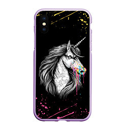 Чехол iPhone XS Max матовый ЕДИНОРОГ UNICORN RAINBOW, цвет: 3D-сиреневый