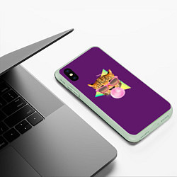 Чехол iPhone XS Max матовый Тигр БАБЛ ГАМ, цвет: 3D-салатовый — фото 2
