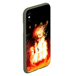 Чехол iPhone XS Max матовый Огненый Канеки Кен, цвет: 3D-темно-зеленый — фото 2