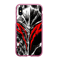 Чехол iPhone XS Max матовый BERSERK, цвет: 3D-малиновый