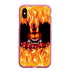 Чехол iPhone XS Max матовый CUPHEAD DEVIL, цвет: 3D-малиновый