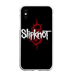 Чехол iPhone XS Max матовый Slipknot Надпись, цвет: 3D-белый