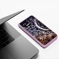 Чехол iPhone XS Max матовый СТИМПАНК МЕТАЛ, цвет: 3D-сиреневый — фото 2