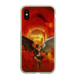 Чехол iPhone XS Max матовый Ангел и демон, цвет: 3D-салатовый