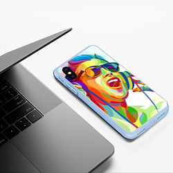 Чехол iPhone XS Max матовый Слушаем Музыку, цвет: 3D-голубой — фото 2