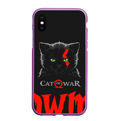 Чехол iPhone XS Max матовый Cat of war, цвет: 3D-фиолетовый