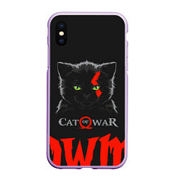 Чехол iPhone XS Max матовый Cat of war, цвет: 3D-сиреневый