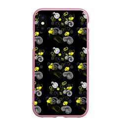 Чехол iPhone XS Max матовый Неоновая абстракция, цвет: 3D-розовый