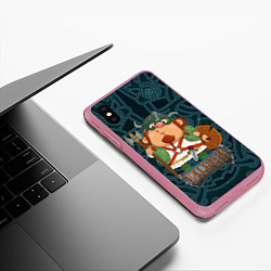 Чехол iPhone XS Max матовый Valheim веселый викинг, цвет: 3D-малиновый — фото 2