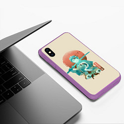 Чехол iPhone XS Max матовый Demon Slayer Tanjiro, цвет: 3D-фиолетовый — фото 2