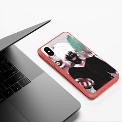 Чехол iPhone XS Max матовый Полугуль Канеки, цвет: 3D-красный — фото 2