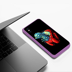 Чехол iPhone XS Max матовый Among Us Aliens, цвет: 3D-фиолетовый — фото 2