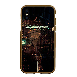 Чехол iPhone XS Max матовый Киберпанк - Город в паутинке, цвет: 3D-коричневый