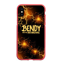Чехол iPhone XS Max матовый BENDY LOGO, цвет: 3D-красный