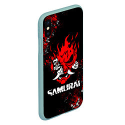 Чехол iPhone XS Max матовый SAMURAI CYBERPUNK 2077, цвет: 3D-мятный — фото 2