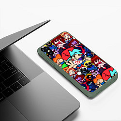 Чехол iPhone XS Max матовый Friday Night Funkin все герои, цвет: 3D-темно-зеленый — фото 2