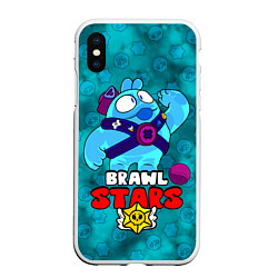 Чехол iPhone XS Max матовый Brawl StarsSqueak, цвет: 3D-белый