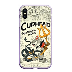 Чехол iPhone XS Max матовый Cuphead and Devil, цвет: 3D-светло-сиреневый