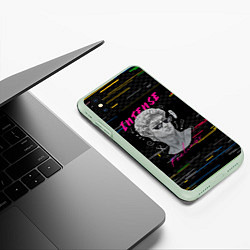 Чехол iPhone XS Max матовый Glitch Statue, цвет: 3D-салатовый — фото 2