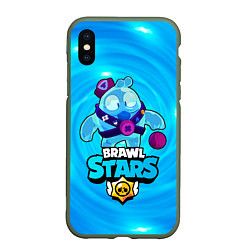 Чехол iPhone XS Max матовый Сквик Squeak Brawl Stars, цвет: 3D-темно-зеленый